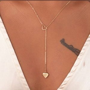Double Hearts Chain Necklace in Gold